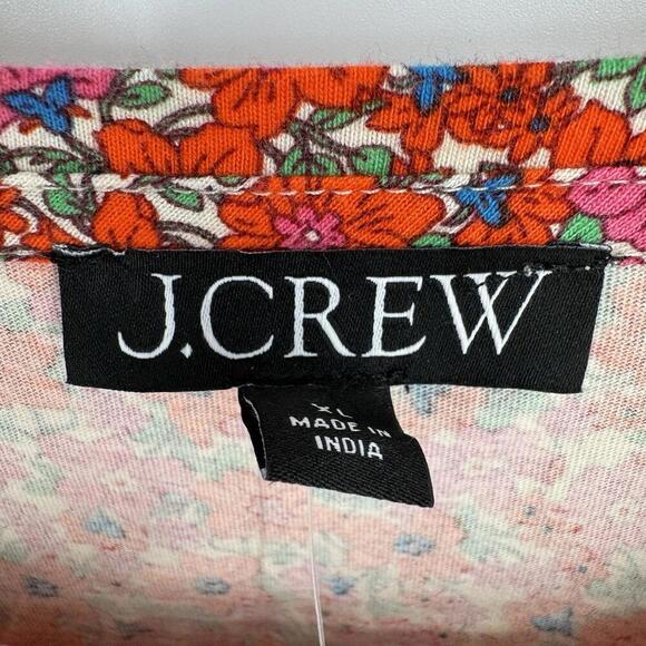 J.crew  Top XL floral puff sleeve colorful spring summer work office career - Picture 3 of 6
